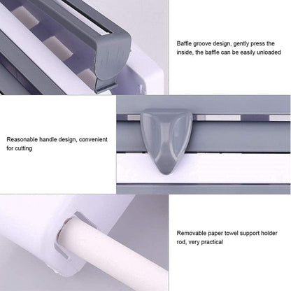 4‑in‑1 Kitchen Paper Dispenser – Wall Mounted Foil, Cling Wrap & Tissue Holder - Saadiq.pk