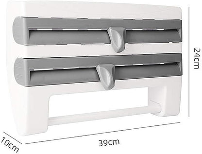 4‑in‑1 Kitchen Paper Dispenser – Wall Mounted Foil, Cling Wrap & Tissue Holder - Saadiq.pk