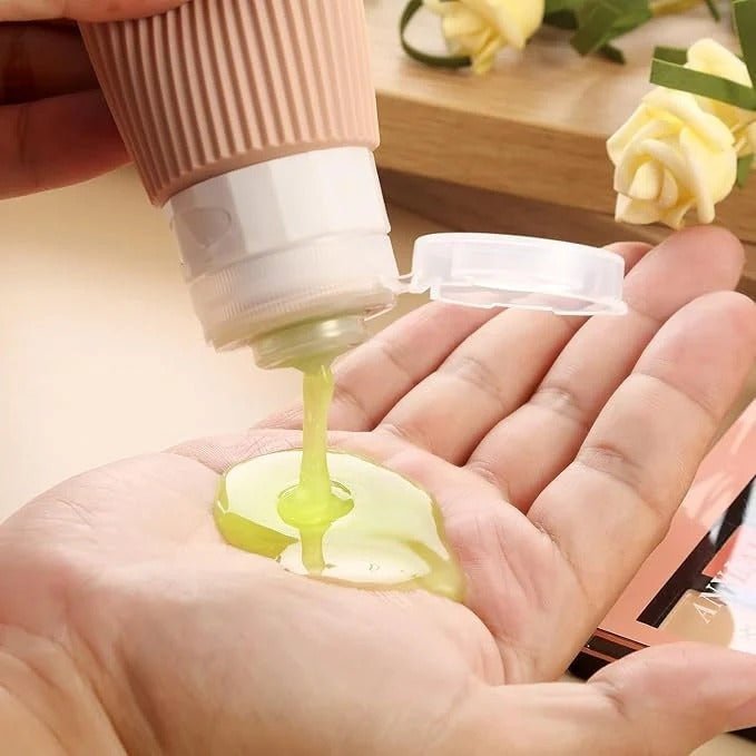 4pcs Silicone Gel Portioning Bottles Set for Body Wash, Skincare Lotion - Saadiq.pk