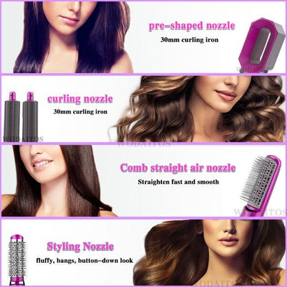 5 in 1 Hair Dryer & Styler – Hot Air Brush with Interchangeable Attachments