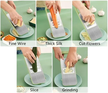 5 in 1 Vegetable Slicer – Multi‑Function Kitchen Cutter with Interchangeable Blades - Saadiq.pk
