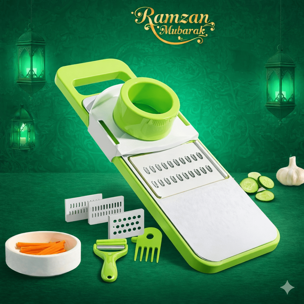 5 in 1 Vegetable Slicer – Multi‑Function Kitchen Cutter with Interchangeable Blades - Saadiq.pk