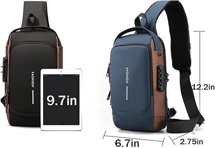 Anti-Theft Crossbody Sling Bag for Men & Women – Waterproof USB Charging Chest Backpack Travel Shoulder Bag