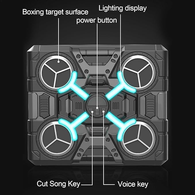 Control panel with labeled buttons on a black background