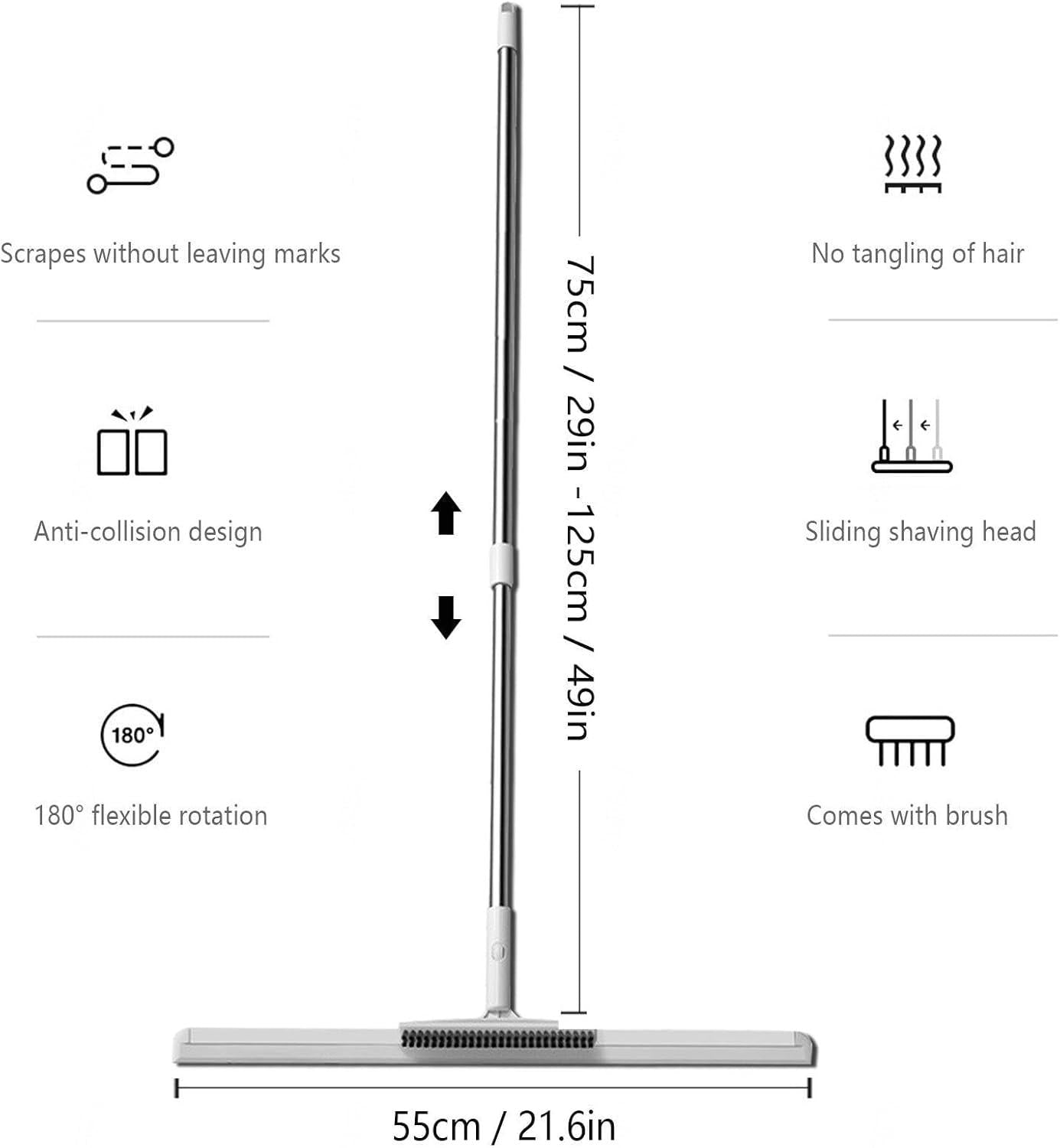 2-in-1 Floor Cleaner Brush Scraper with Wiper
