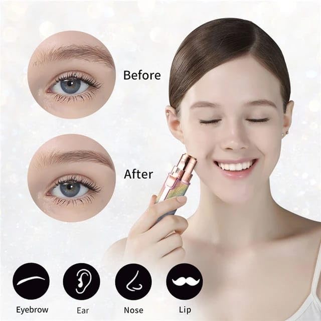 2-in-1 Eyebrow Trimmer & Facial Hair Remover – Painless USB Rechargeable Shaver for Women