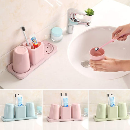 Double Cup Toothbrush Holder – Toothpaste & Brush Organizer