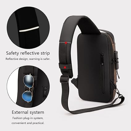 Anti-Theft Crossbody Sling Bag for Men & Women – Waterproof USB Charging Chest Backpack Travel Shoulder Bag