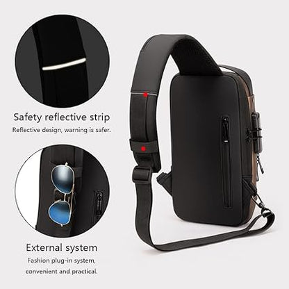 Anti-Theft Crossbody Sling Bag for Men & Women – Waterproof USB Charging Chest Backpack Travel Shoulder Bag