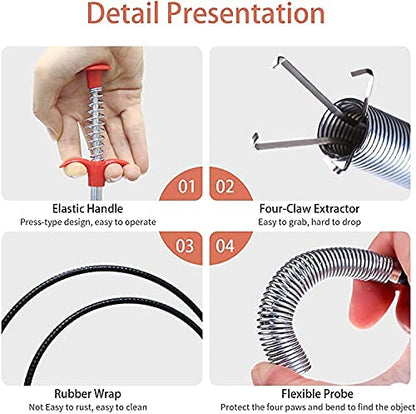 Pipe Drain Cleaner Tool – Flexible Sink & Bathroom Drain Hair Remover Grabber - 85cm