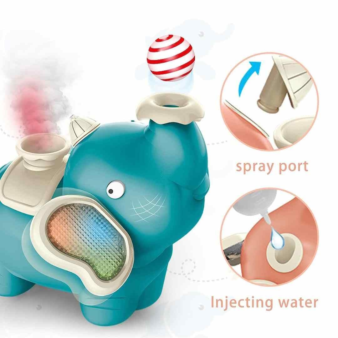 Musical Elephant Mist Spray Toy | Moving Bump & Go Toy with Lights, Music & Floating Ball