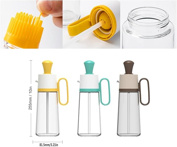 Glass Olive Oil Dispenser with Silicone Basting Brush – Kitchen Oil Pour Bottle