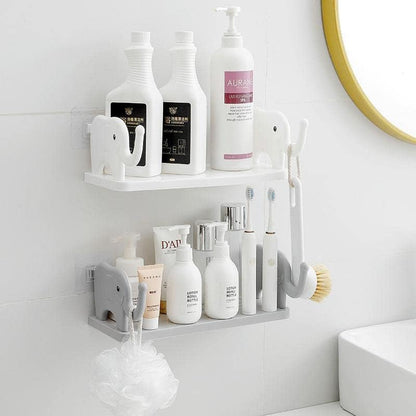 Elephant Wall Mounted Storage Shelf – No Drill Adhesive Kitchen & Bathroom Organizer