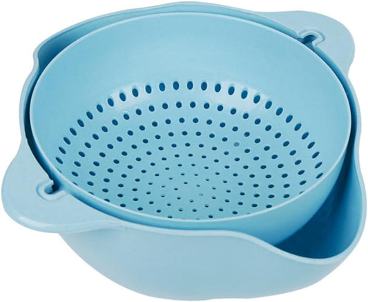 360° Rotation Double Drain Basket – Detachable Colander & Mixing Bowl