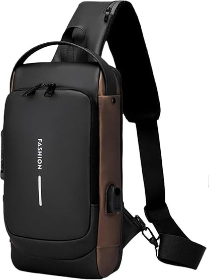 Anti-Theft Crossbody Sling Bag for Men & Women – Waterproof USB Charging Chest Backpack Travel Shoulder Bag