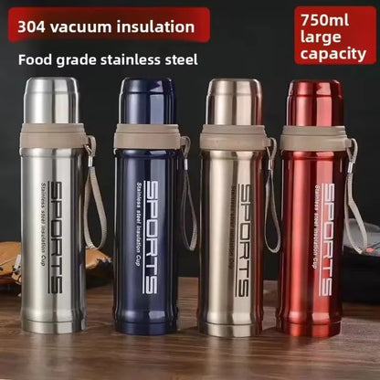 Portable 750ml Vacuum Insulated Stainless Steel Bullet Bottle – Leak-Proof Thermos