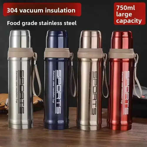 Portable 750ml Vacuum Insulated Stainless Steel Bullet Bottle – Leak-Proof Thermos