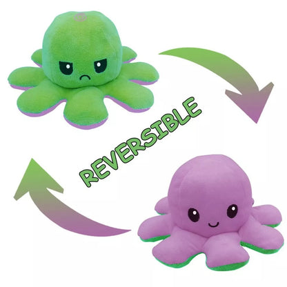 Reversible Octopus Plush Toy – Double-Sided Mood Changing Stuffed Doll