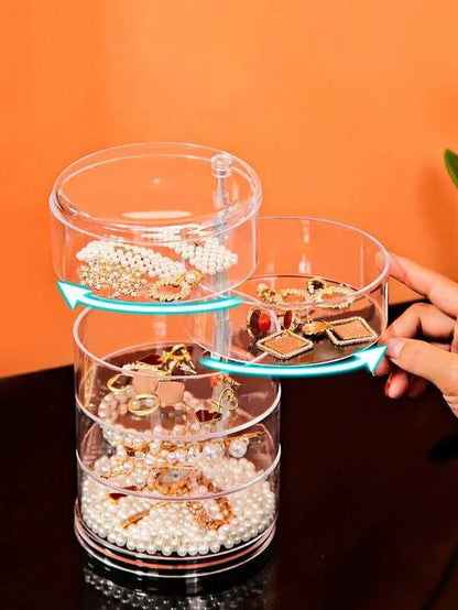 5‑Layer Rotating Jewelry Box | Transparent Acrylic Storage Organizer - Saadiq.pk