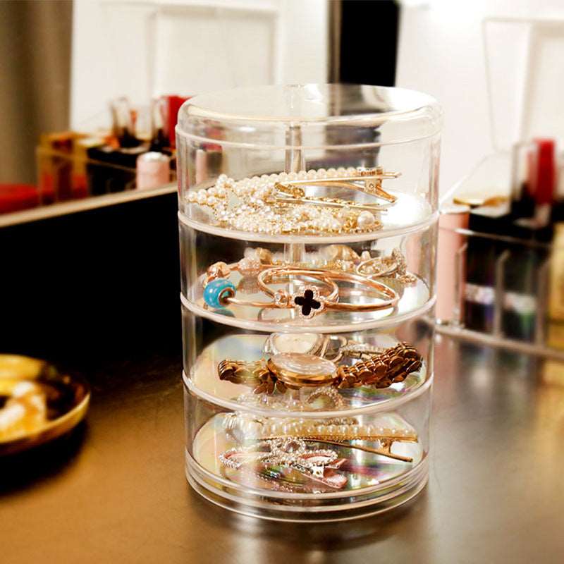 5‑Layer Rotating Jewelry Box | Transparent Acrylic Storage Organizer - Saadiq.pk