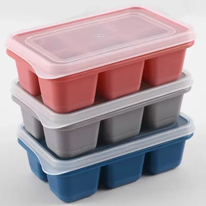 6 Grid Silicone Ice Cube Maker Trays with Lids – Reusable Freezer Molds - Saadiq.pk
