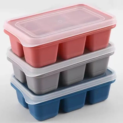 6 Grid Silicone Ice Cube Maker Trays with Lids – Reusable Freezer Molds - Saadiq.pk