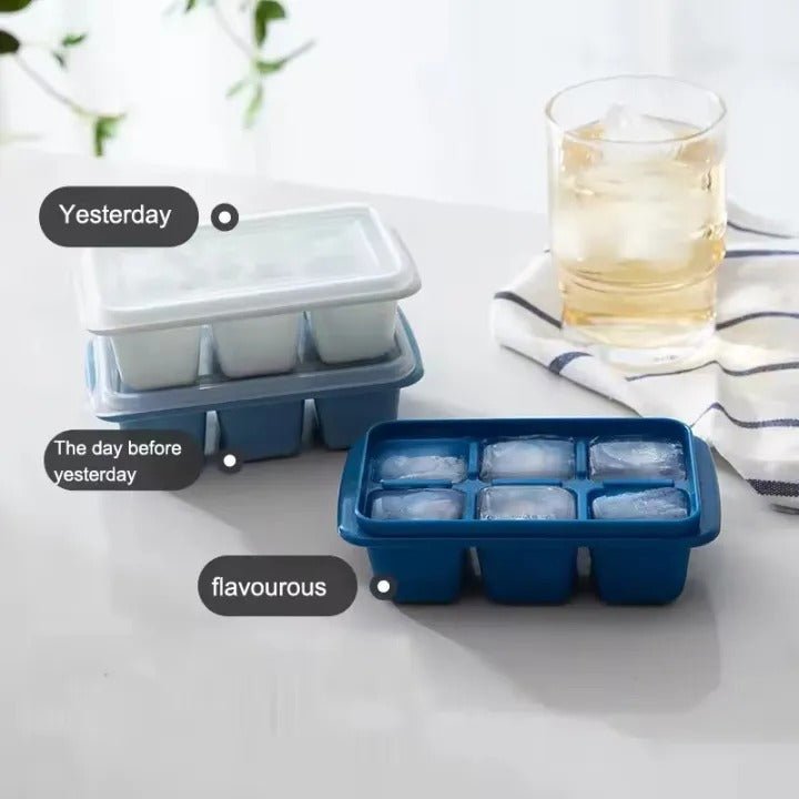6 Grid Silicone Ice Cube Maker Trays with Lids – Reusable Freezer Molds - Saadiq.pk