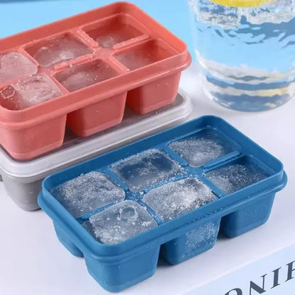 6 Grid Silicone Ice Cube Maker Trays with Lids – Reusable Freezer Molds - Saadiq.pk