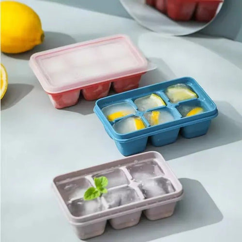 6 Grid Silicone Ice Cube Maker Trays with Lids – Reusable Freezer Molds - Saadiq.pk