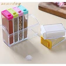 6 - in - 1 Kitchen Spice Jar Set – Compact Masala Box & Storage Organizer - Saadiq.pk