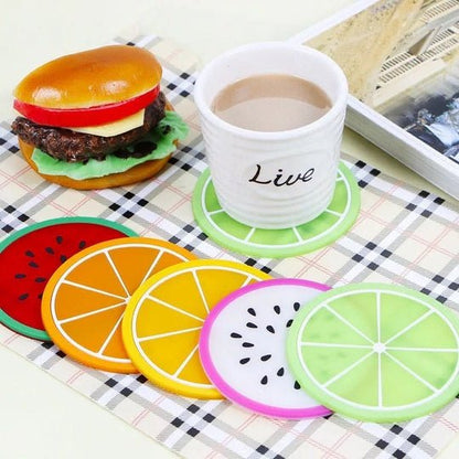 6 Pcs Jelly Color Fruit Shape Coasters – Colorful Drink Matsa - Saadiq.pk