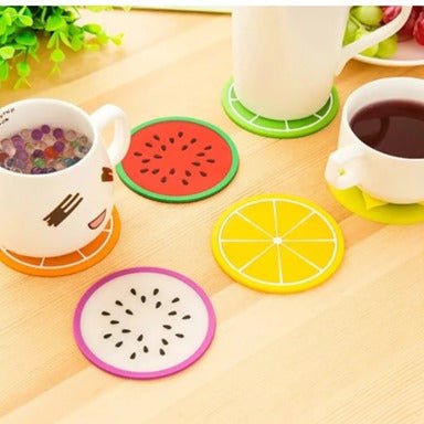 6 Pcs Jelly Color Fruit Shape Coasters – Colorful Drink Matsa - Saadiq.pk