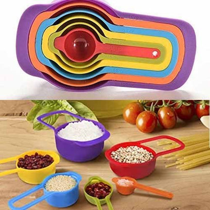 6 Pcs Plastic Measuring Spoon Set – Colorful Kitchen Baking Tools - Saadiq.pk