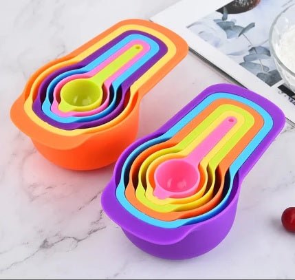 6 Pcs Plastic Measuring Spoon Set – Colorful Kitchen Baking Tools - Saadiq.pk