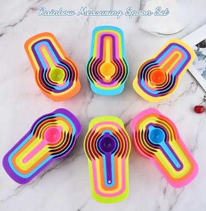 6 Pcs Plastic Measuring Spoon Set – Colorful Kitchen Baking Tools - Saadiq.pk