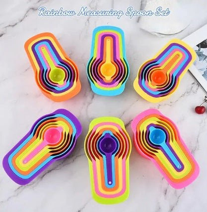 6 Pcs Plastic Measuring Spoon Set – Colorful Kitchen Baking Tools - Saadiq.pk