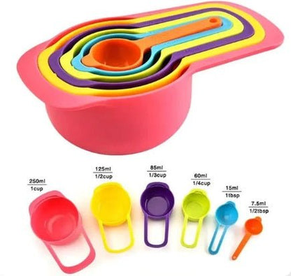 6 Pcs Plastic Measuring Spoon Set – Colorful Kitchen Baking Tools - Saadiq.pk