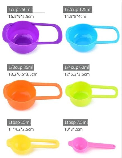 6 Pcs Plastic Measuring Spoon Set – Colorful Kitchen Baking Tools - Saadiq.pk
