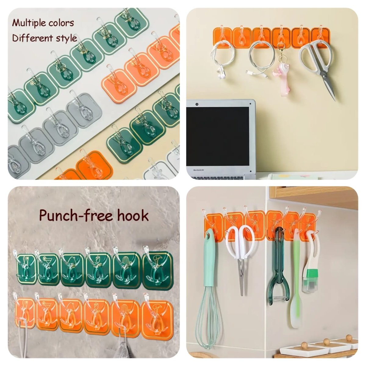 6 Rows Hooks Wall Mounted Room Organizer - Saadiq.pk