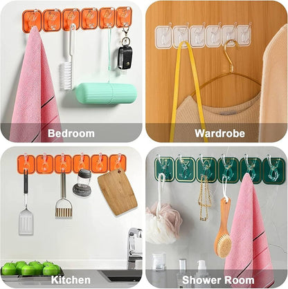 6 Rows Hooks Wall Mounted Room Organizer - Saadiq.pk
