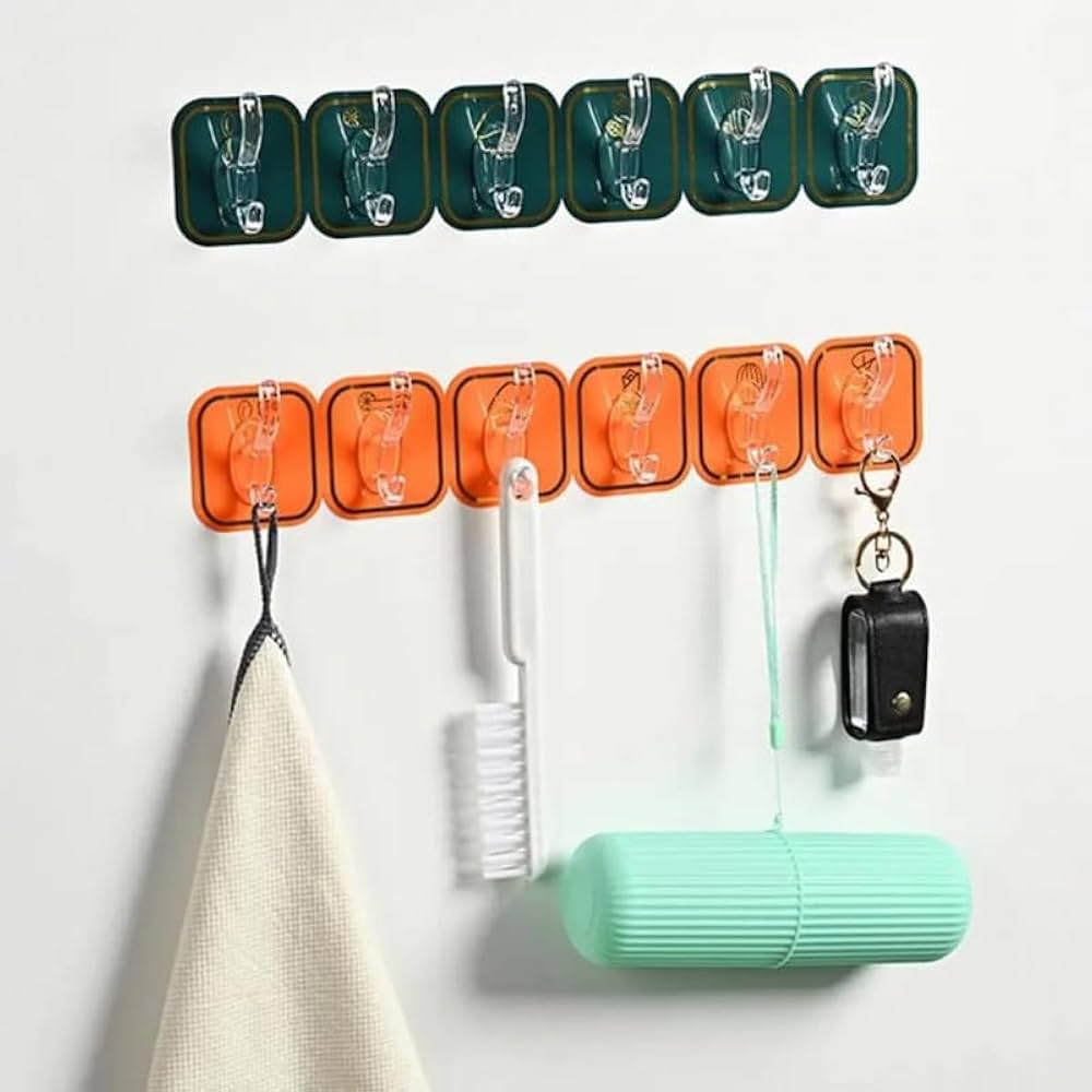 6 Rows Hooks Wall Mounted Room Organizer - Saadiq.pk
