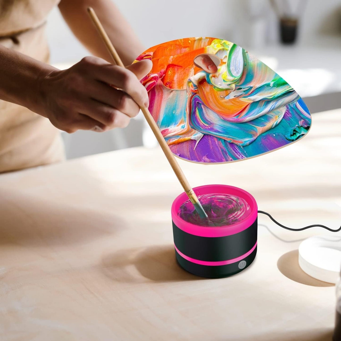 USB Electric Paint Brush Cleaner with Auto Spin Cup