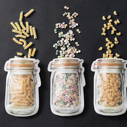 Mason Jar Zipper Bags – Reusable Food Storage, Pack of 3