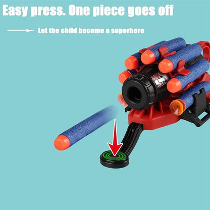 Spiderman Style 8-Shot Foam Dart Blaster Toy Gun with Gloves – Soft Bullet Shooting Toy for Kids