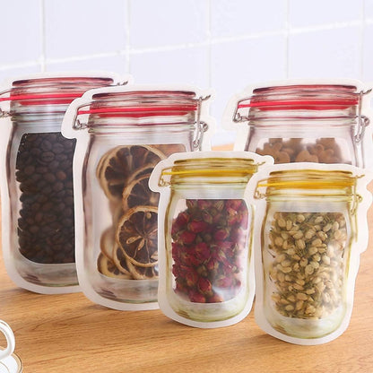 Mason Jar Zipper Bags – Reusable Food Storage, Pack of 3
