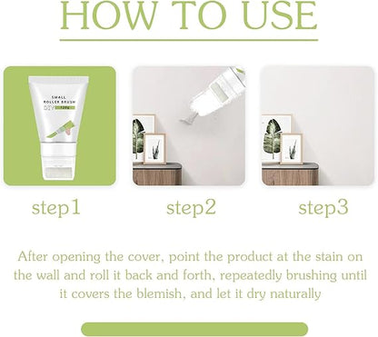 Small Roller Spackle Wall Repair Brush, 2-in-1 Small Rolling Brush Wall Paint Repair Tool, Quick Drying and Waterproof Wall Roller Paint Repair Paste for Living Room, Bedroom, Bathroom