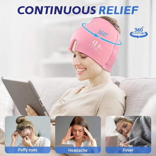 Migraine Relief Cap | Cooling Gel Migraine Hat for Stress & Sinus Relief