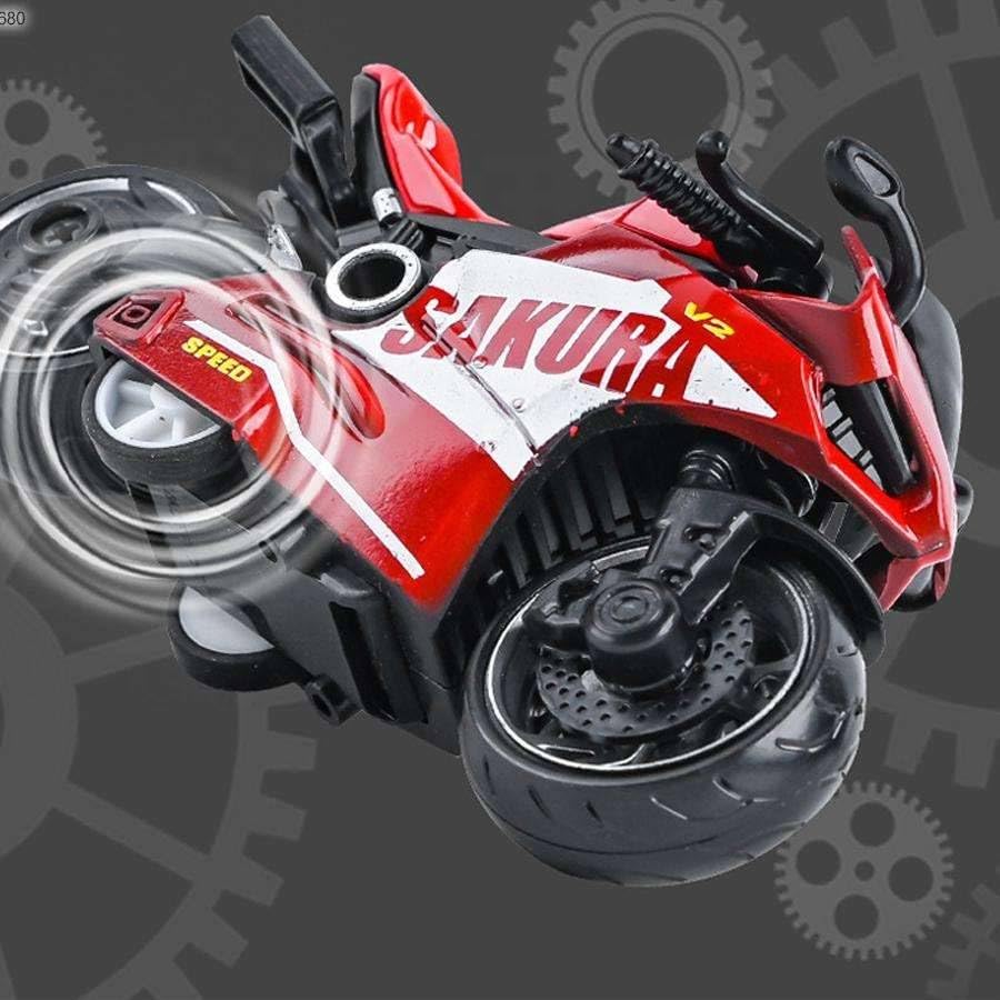 Mini Die-Cast Motorcycle Toy with Pull Back Action & Rubber Wheels