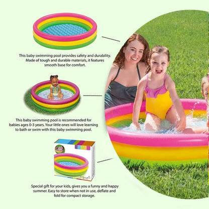 Colorful Inflatable Kids Swimming Pool – Safe & Durable Kids Pool for Summer Fun - 5ft
