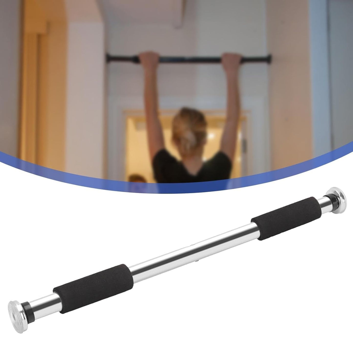 Adjustable Doorway Pull Up Bar | No Drill Home Gym Exercise Bar (62-100cm)